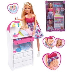 Игровой набор Steffi Welcome Twins, Кукла с двумя младенцами, с аксессуарами, пластик