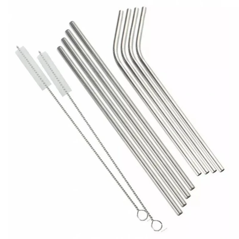 Набор трубочек, 10 шт, нержавеющая сталь, серебристый Набор трубочек, 10 шт, нержавеющая сталь, серебристый
