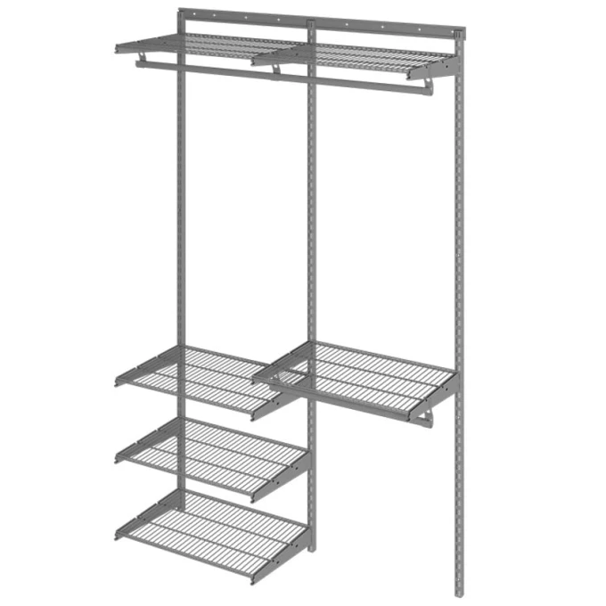 Вешалка с полками Praktik Home Optima G120, гардеробная система, графит Вешалка с полками Praktik Home Optima G120, гардеробная система, графит