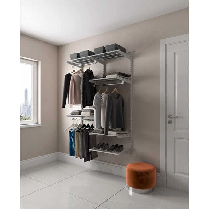 Вешалка с полками Praktik Home Optima G120, гардеробная система, графит Вешалка с полками Praktik Home Optima G120, гардеробная система, графит