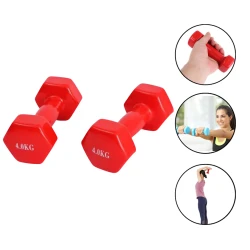 Silikon qantel dəsti Gymnic 1124/3, 4 x 4 kq, qırmızı, 2 əd