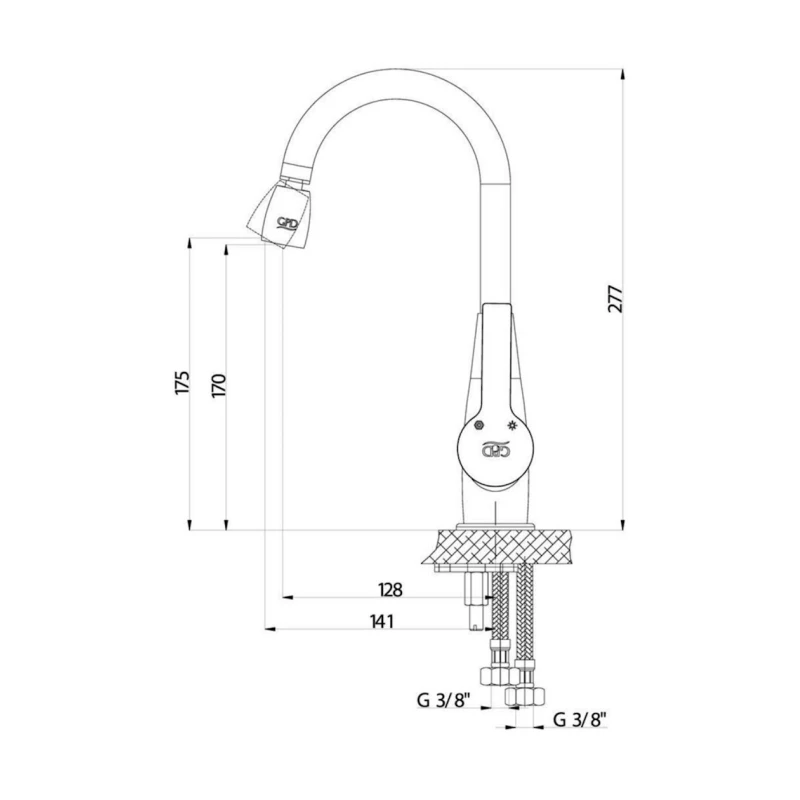 Смеситель для мойки GPD Solus MTE55 Chromic