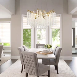 Люстра подвесная Şəms Aydınlatma 85032-1000, E14, золотистая/прозрачные кристаллы - 33001-1000 GD