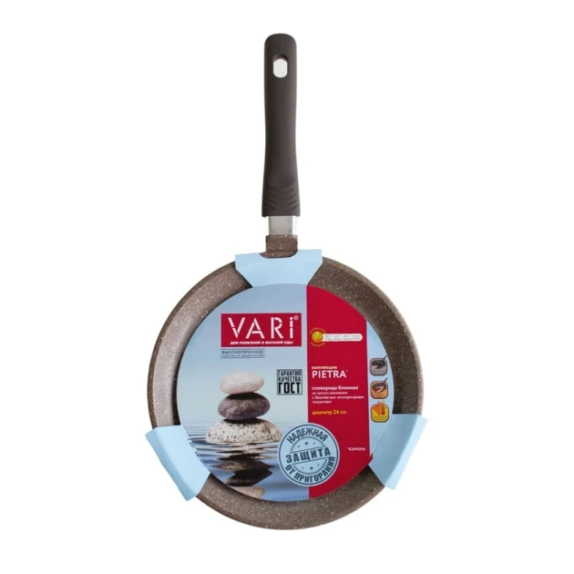Сковородка для блинов Vari Pietra BR53124, алюминий, коричневая, 24 см Сковородка для блинов Vari Pietra BR53124, алюминий, коричневая, 24 см