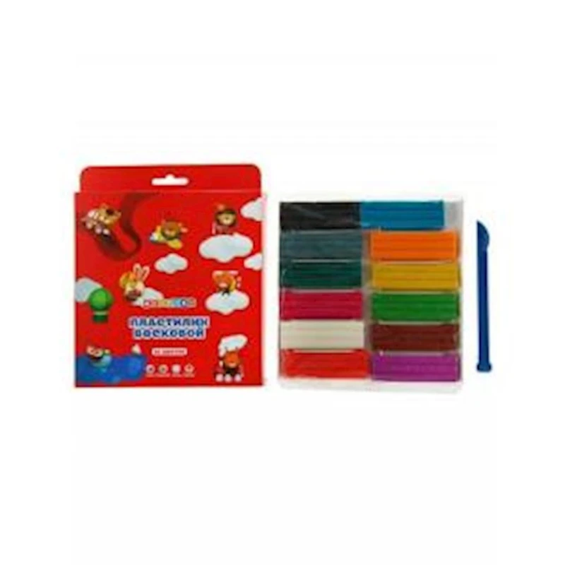 Набор пластилина Цветик, воскового, со стеком, 12 цветов, 180г Набор пластилина Цветик, воскового, со стеком, 12 цветов, 180г