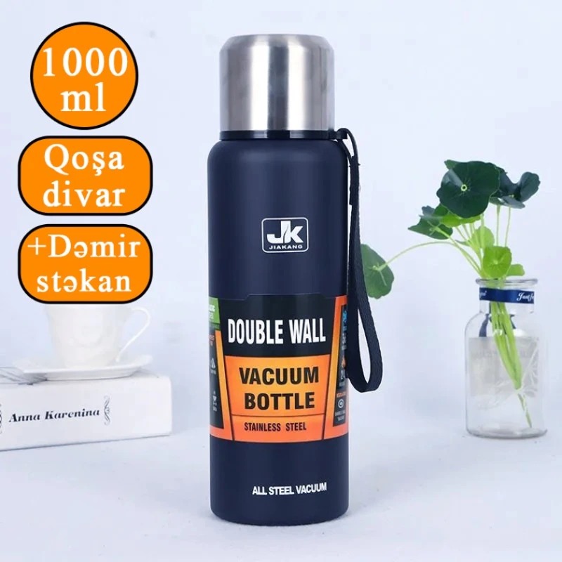 Термос Jiakangcup, нержавеющая сталь, темно-синий, 1000 мл Термос Jiakangcup, нержавеющая сталь, темно-синий, 1000 мл