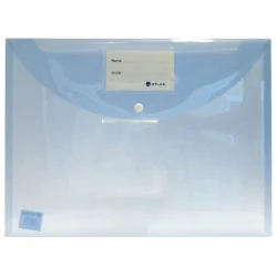 Папка-конверт Atlas My Bag AS-F1003P A4, с кнопкой, пластик, голубой