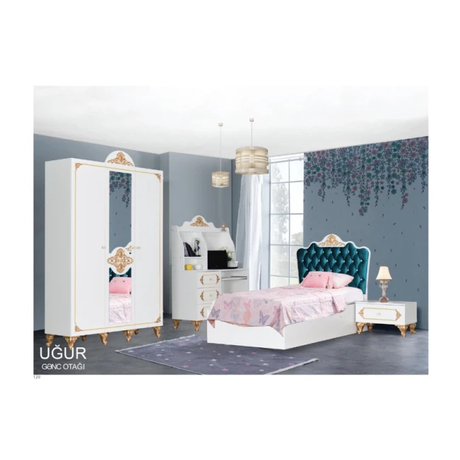 Набор детской мебели Uğur, белый, кровать 120x104x205 см, шкаф 135x220x45 см, компьютерный стол 110x156x47 см, тумба 60x38x40 см Набор детской мебели Uğur, белый, кровать 120x104x205 см, шкаф 135x220x45 см, компьютерный стол 110x156x47 см, тумба 60x38x40 см