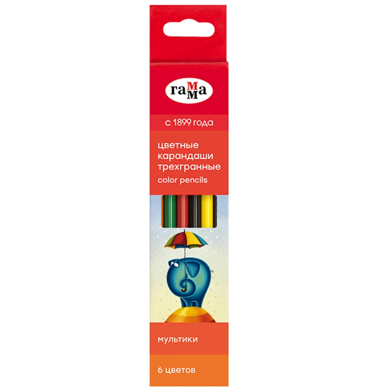 Набор цветных карандашей Гамма Мультики 290122_06, 6 цветов Набор цветных карандашей Гамма Мультики 290122_06, 6 цветов