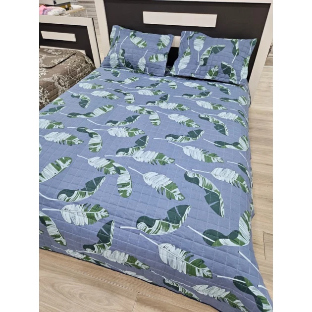 Покрывало с наволочками Evimmoda SHA-00006226, двуспальный, синий, покрывало 220х240 см, 2 шт наволочки 50х70 см