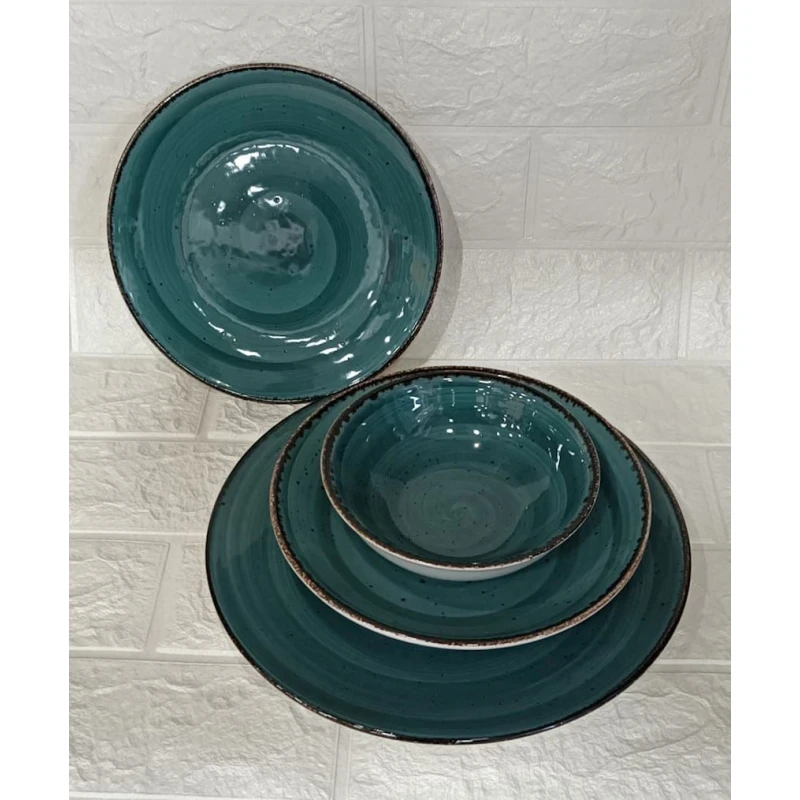 Süfrə qab-qacaq dəsti SHA-00002522, keramika, firuzəyi, 6 nəfərlik, 24 parça