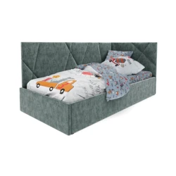 Односпальная кровать Art_tek_yataq (120) 71, ламинат/текстиль, серая, 200x85x120 см