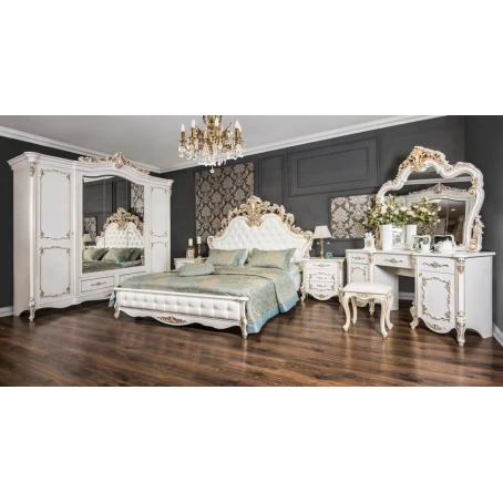 Набор мебели для спальни Era Mebel Florensiya, белый (кровать 211.5x218.5x176 см, шкаф 248x70x243 см, комод 157x45.5x78 см, прикроватная тумба 62.6x44.8x65 см, зеркало 133х120 см) Набор мебели для спальни Era Mebel Florensiya, белый (кровать 211.5x218.5x176 см, шкаф 248x70x243 см, комод 157x45.5x78 см, прикроватная тумба 62.6x44.8x65 см, зеркало 133х120 см)