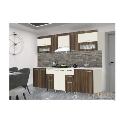 Кухонный гарнитур Əfsanə, 300x220x60 см, ламинат, крем/коричневый Кухонный гарнитур Əfsanə, 300x220x60 см, ламинат, крем/коричневый