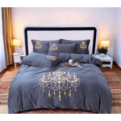 Комплект постельного белья Luxe Cotton Lu-xe-000303, пододеяльник 200x240 см, простыня 220x240 см, наволочка 50x70 см, двуспальный, велюр, серый