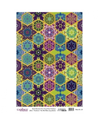 Dekupaj üçün düyü kağızı Cadence Metal Leaf Rice Paper Background Gold 024
