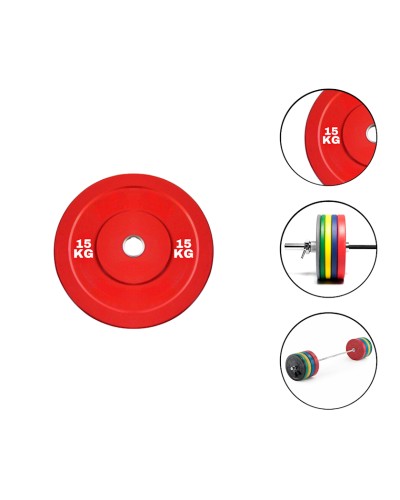 Disk Ironflex 1573/1 15 kq, dəmir/PVC, dəliyin diametri 50 mm, qırmızı