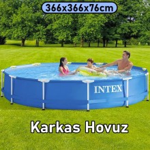 Hovuz Intex 6503TX28210, karkas, dairəvi, mavi, həcm 6503 l, 366x366x76 sm - 6503TX28210