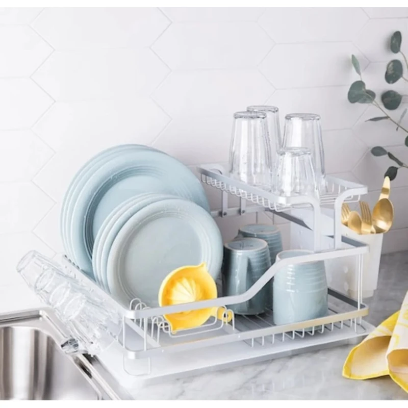 Qab-qacaq üçün quruducu, paslanmayan metal, ağ, 60x35x27 sm