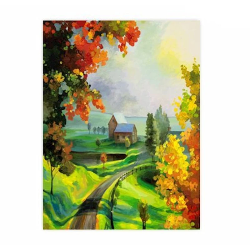 Kətan konturlu karton üzərində Rosa Start Peyzaj №21