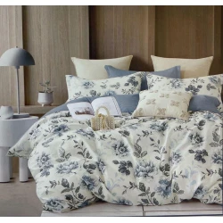 Комплект постельного белья MiraNova SF-695, пододеяльник 160x220 см, простыня 170x240 см, наволочка 50x70 см, односпальный, хлопок, белый/серый