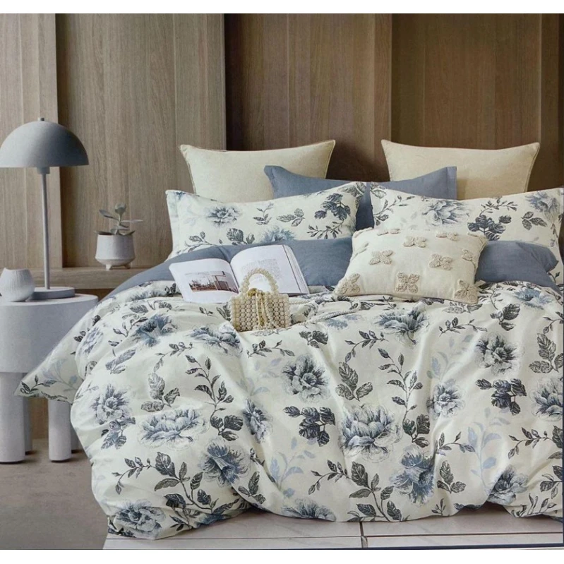 Комплект постельного белья MiraNova SF-695, пододеяльник 160x220 см, простыня 170x240 см, наволочка 50x70 см, односпальный, хлопок, белый/серый