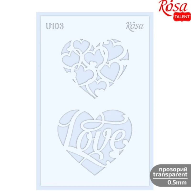 Трафарет Rosa Talent Love №U103 многоразовый универсальный, прозрачный 0.5 мм, 13x20 см