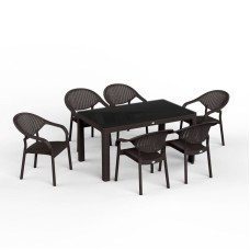 Bağ üçün mebel dəsti Florya Garden, masa ölçüsü 90x150 sm, stul ölçüsü 45x58x56x84 sm, qəhvəyi - Florya Garden 021