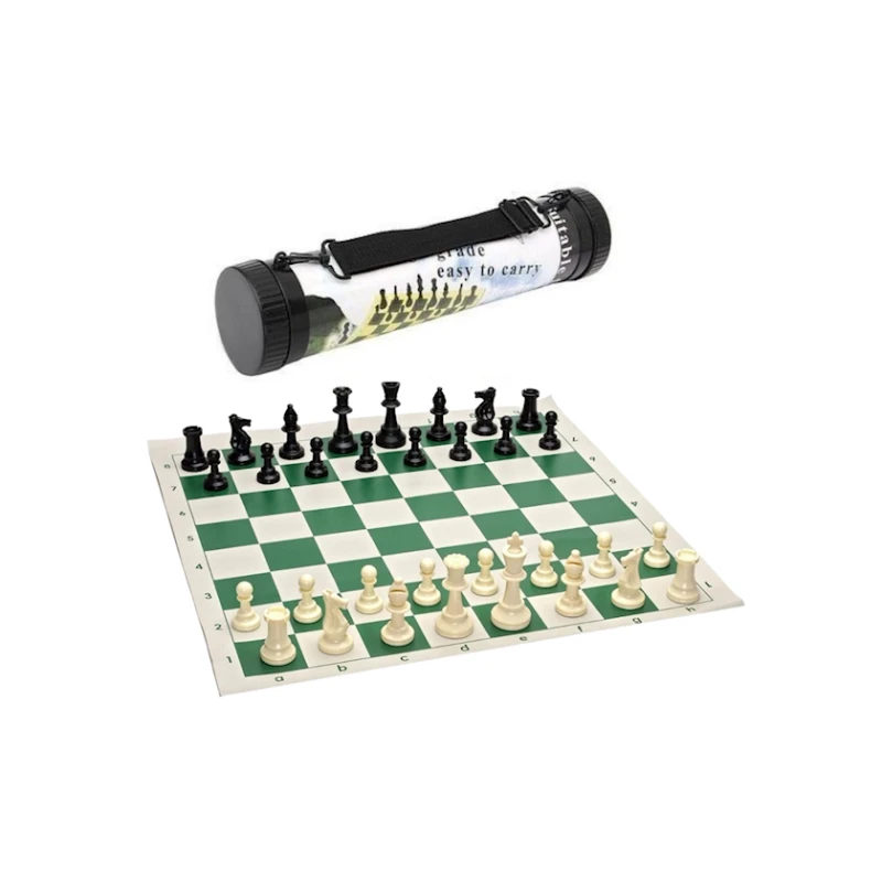 Şahmat 1708/1, plastik/keçə, ağ/qara, 43x43 sm