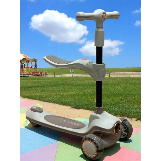 Детский самокат M5282, белый/серый