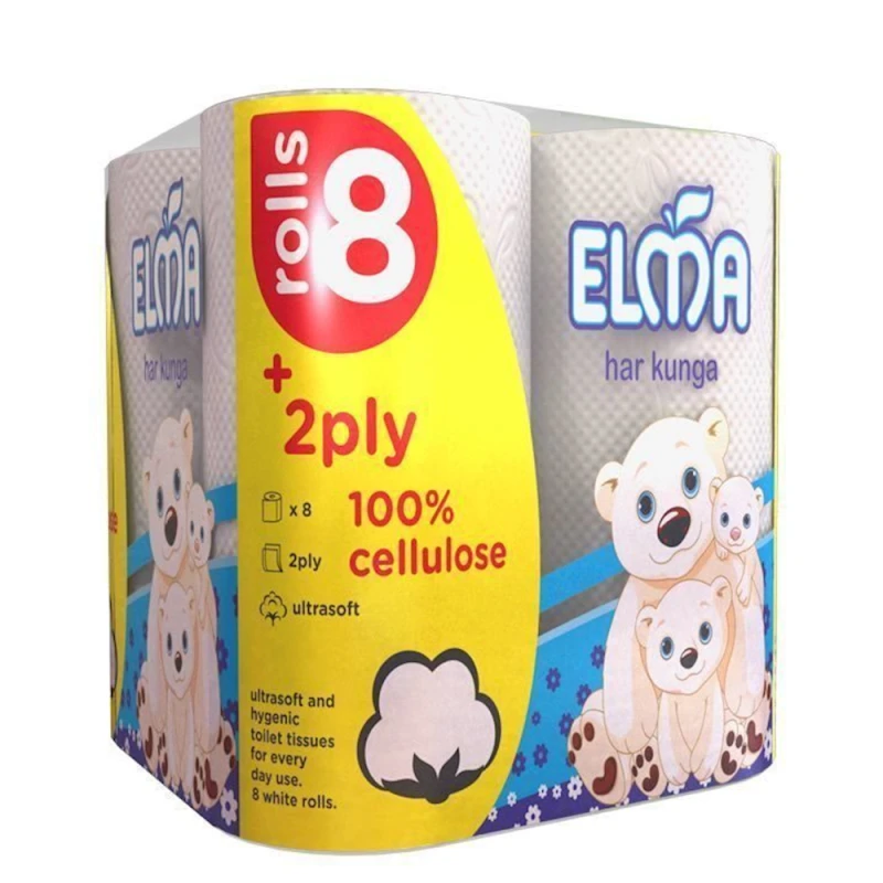 Туалетная бумага Elma Ultrasoft, 2-х слойная, 8 рулона