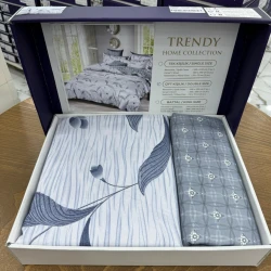 Комплект постельного белья MiraNova SF-589, односпальный, голубой, пододеяльник 160x220 см, простыня 180x240 см, наволочка 50x70 см/1 шт