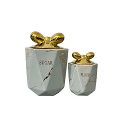 Набор емкостей для хранения специй ZGH_00325, 38х19 см, 7 шт, керамика, серый/золотистый