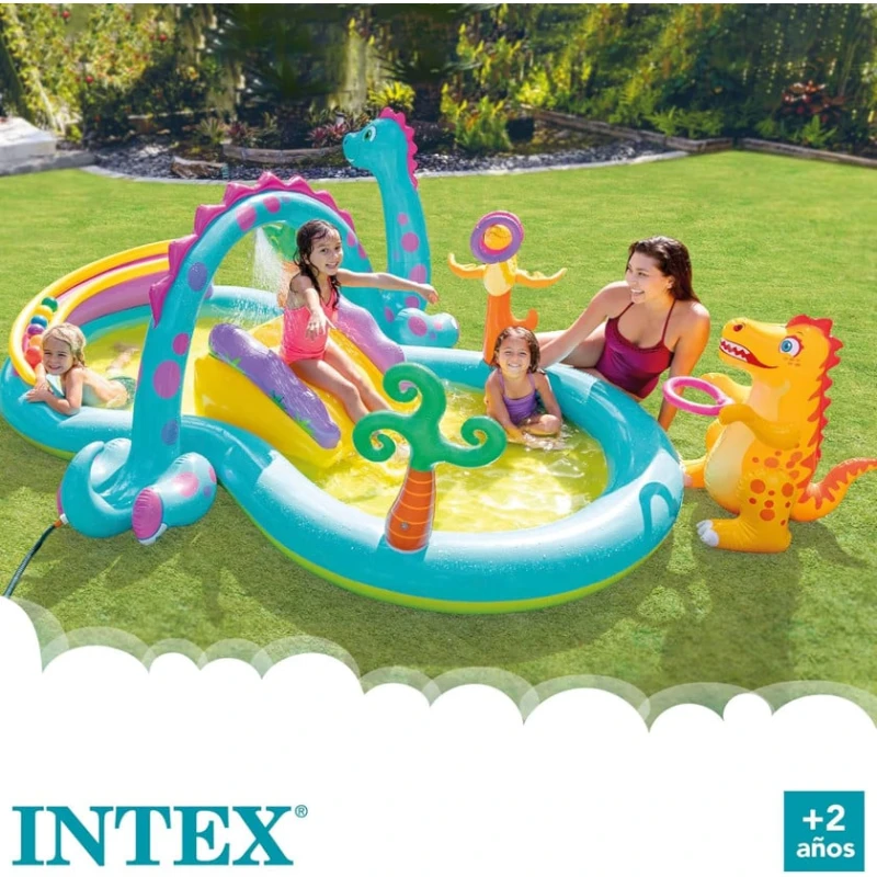 Горка и бассейн Intex Dino, 302x229x112 см