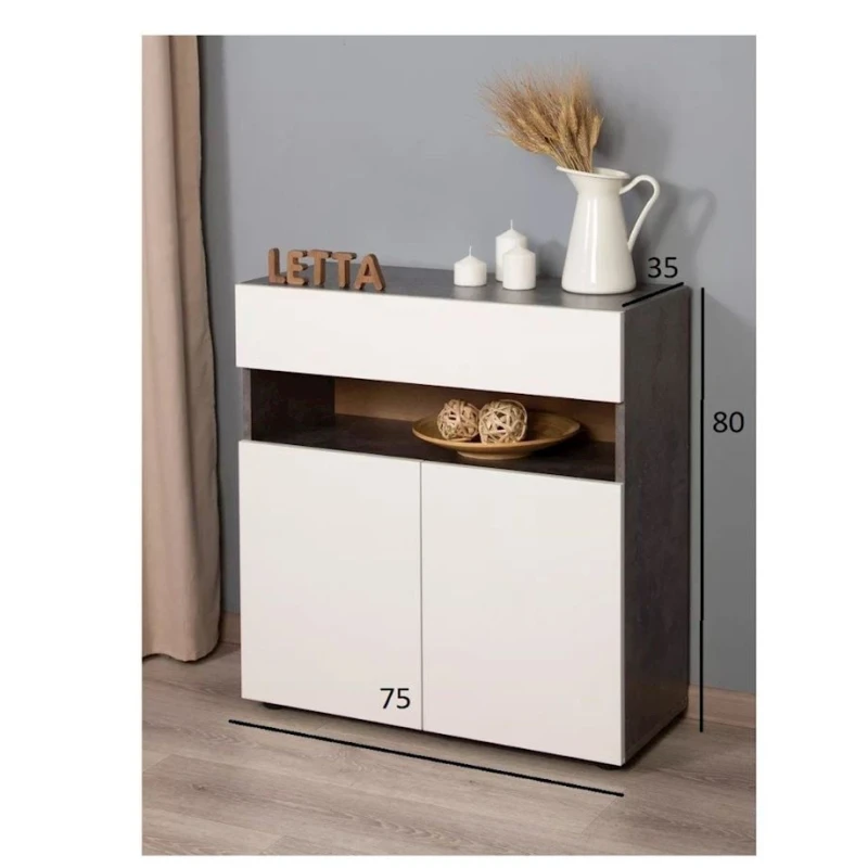 Комод Box up Wh, 80х35х75 см, ЛДСП, серый Комод Box up Wh, 80х35х75 см, ЛДСП, серый