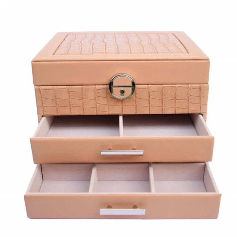 Женская шкатулка для украшений и аксессуаров Pufo Glamour FG-645, экокожа, коричневая