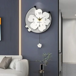 Настенные часы Home Decore Flower, серые, 66x40 см