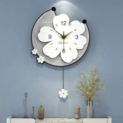 Настенные часы Home Decore Flower, серые, 66x40 см