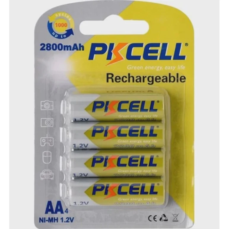 Перезаряжаемая батарея PKCELL Ni-MH AA 1.2V 2800mAh, 4 шт