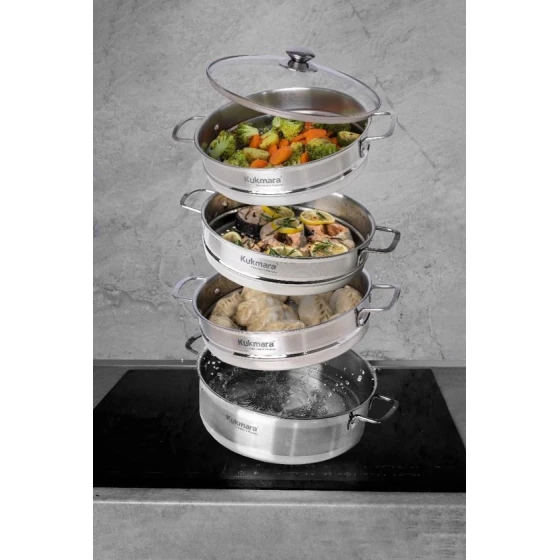 Мантоварка Kukmara stm402603sbg, нержавеющая сталь, с 3 сетками, серебристая, 4 л Мантоварка Kukmara stm402603sbg, нержавеющая сталь, с 3 сетками, серебристая, 4 л