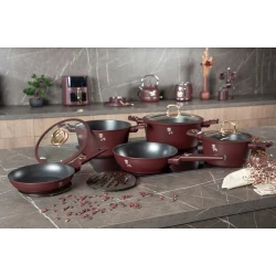 Набор кастрюль и сковородок Berlinger Haus Leonardo Collection BH-8050, 10 предметов, алюминий, трехслойное антипригарное титановое покрытие, бордовый