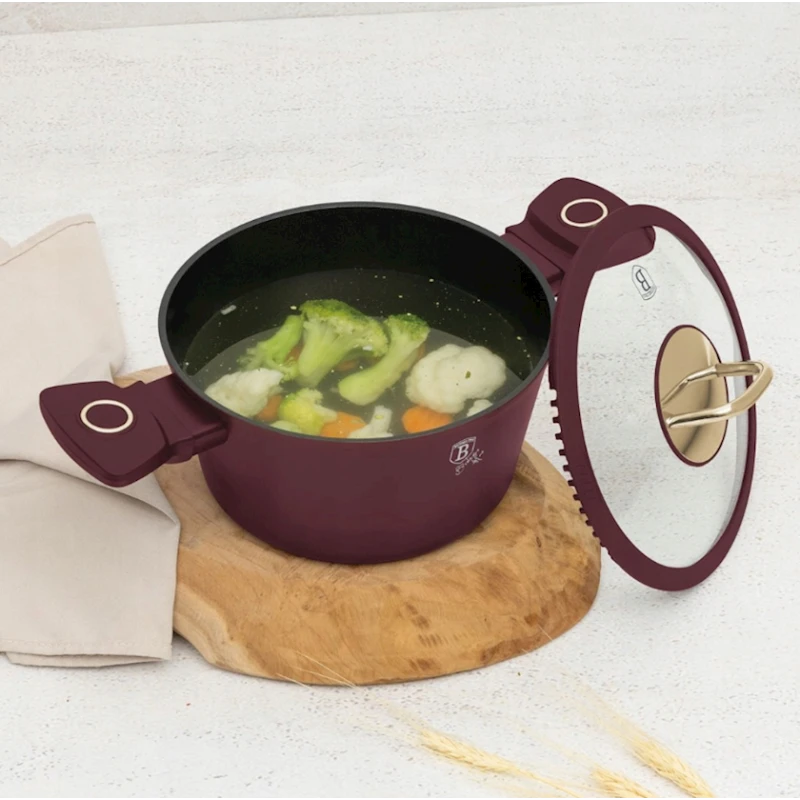 Набор кастрюль и сковородок Berlinger Haus Leonardo Collection BH-8050, 10 предметов, алюминий, трехслойное антипригарное титановое покрытие, бордовый Набор кастрюль и сковородок Berlinger Haus Leonardo Collection BH-8050, 10 предметов, алюминий, трехслойное антипригарное титановое покрытие, бордовый