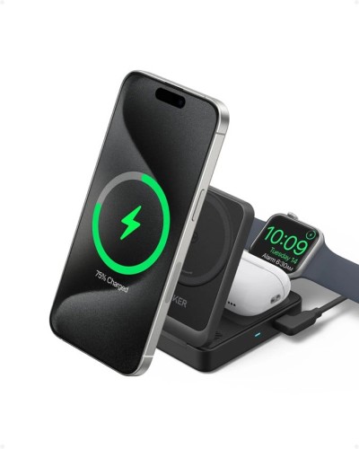 Simsiz şarj cihazı Anker MagGo Wireless Charging Station 3-in-1, Qara - 194644157159
