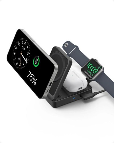 Simsiz şarj cihazı Anker MagGo Wireless Charging Station 3-in-1, Qara - 194644157159