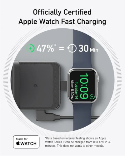 Simsiz şarj cihazı Anker MagGo Wireless Charging Station 3-in-1, Qara - 194644157159