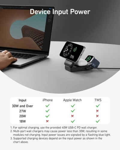 Simsiz şarj cihazı Anker MagGo Wireless Charging Station 3-in-1, Qara - 194644157159