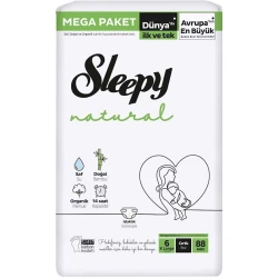 Детские подгузники Sleepy Natural Junior Extra 6, 88 шт