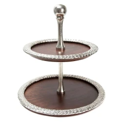 Двухъярусная этажерка Hom-me Lignum, 30.48x35.56 см, дерево/металл, Коричневый