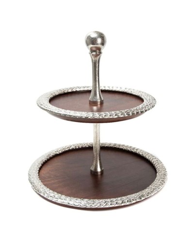 İkimərtəbəli etajer Hom-me Lignum, 30.48x35.56 sm, taxta/metal, Qəhvəyi