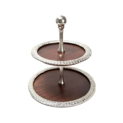 Двухъярусная этажерка Hom-me Lignum, 30.48x35.56 см, дерево/металл, Коричневый